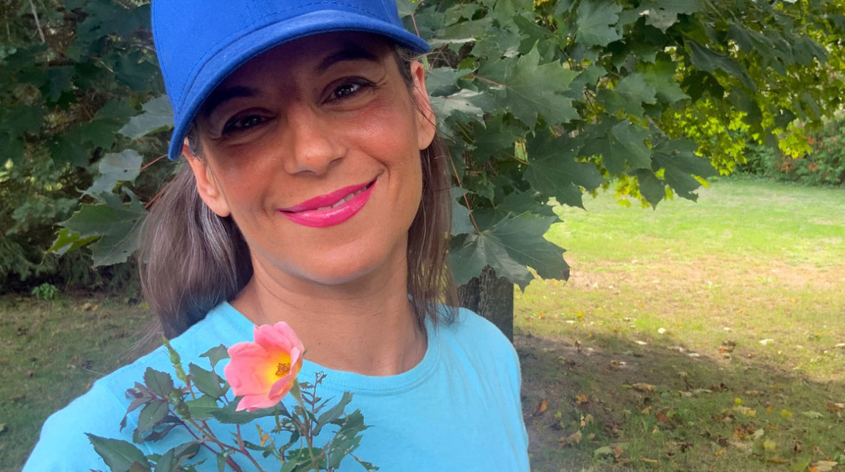 Tanya Salituro holding a flower