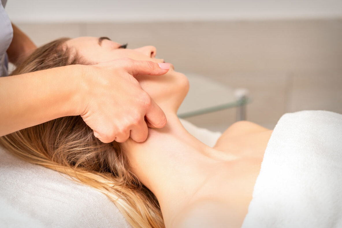 Woman getting a lymphatic drainage massage